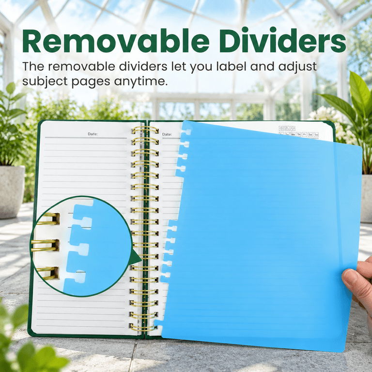 Sujce Notebook G-Dark Green 5 Subject Spiral Notebook With Removable Dividers, 8.5x11 ...