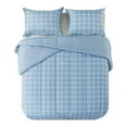thumbnail image 3 of Mainstays 7-Piece Reversible Bed in a Bag Comforter Set with Sheets, Blue Check, Queen, 3 of 10