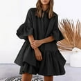 thumbnail image 2 of Vestido con cintura elástica y lazo delantero para mujer - Cuello en V, manga larga, estampado floral y volantes en capas, mini, 2 of 2