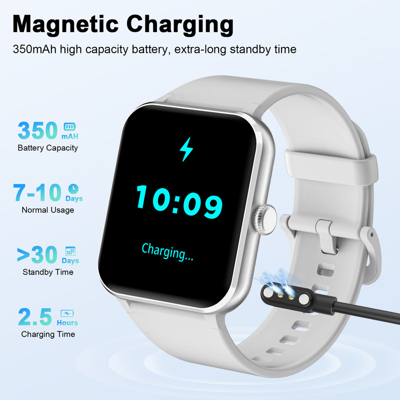 Smart Watch for Men Women, 1.85" HD Touchsreen, Bluetooth Calling, 1ATM Water-Resistance, 130+ Sports Modes, Health, Fitness & Sleep Tracker, Timer, Fitness Watch for Android/iOS (Grey) for Gift