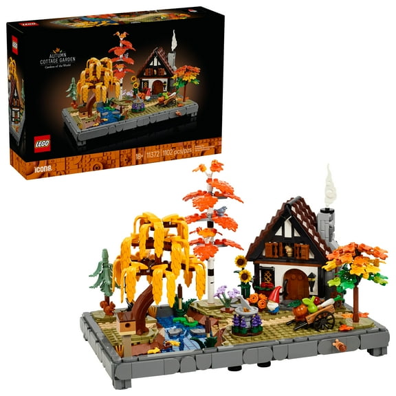LEGO Icons Autumn Cottage Garden Building Set for Adults, Ages 18 - Whimsical Room Decor for Office, Bedroom, or Book Shelf - Building Blocks for Crafting Fans - Gift Idea for Birthdays - 11372