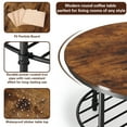 thumbnail image 5 of Yoneston 2-Tier Industrial Wood Round Coffee Table with Storage Shelf for Living Room, Rustic Brown, 5 of 7