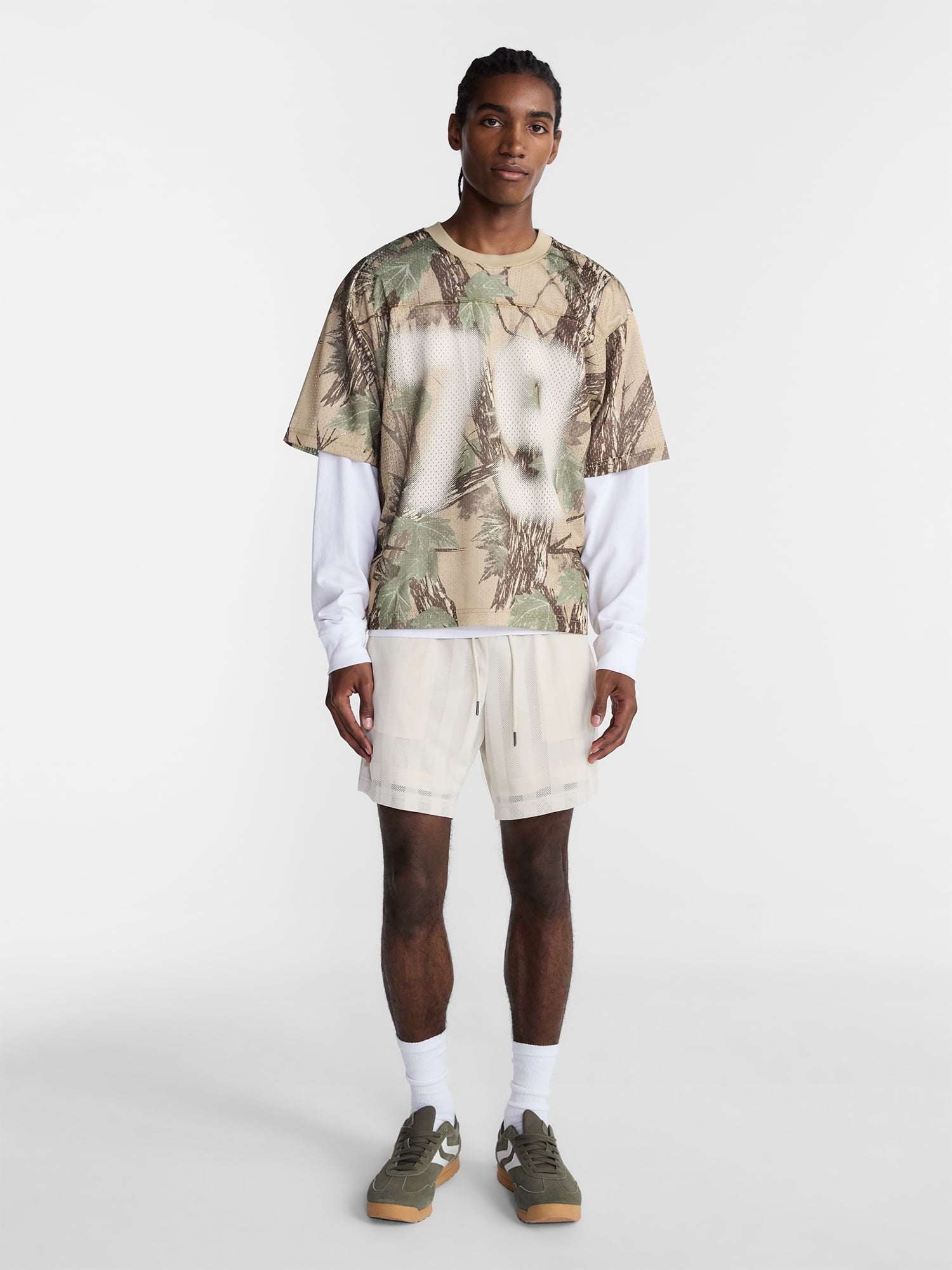 No Boundaries Graphic Boxy Fit Mesh Jersey Style Shirt, Men's XS-5XL