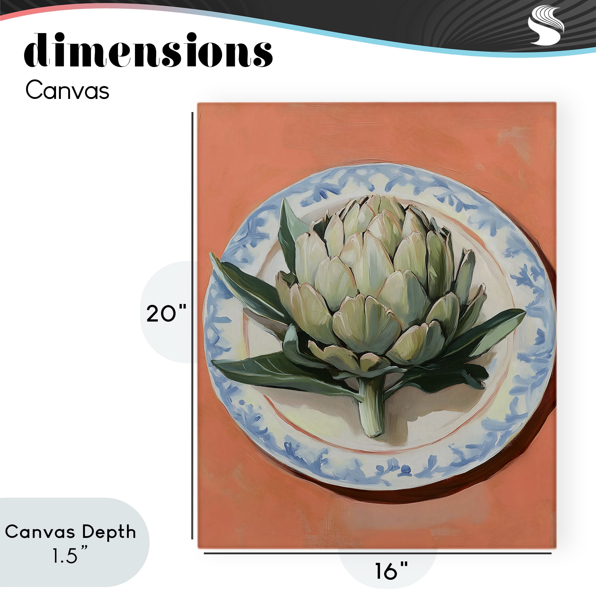 Stupell Industries Retro Artichoke over Orange Canvas Wall Art, design by The Prints Vibe