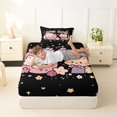 thumbnail image 3 of Manfei Cute Pet Bow Cat Twin Fitted Sheet, Cartoon 67 Number Bedding, Black Pink, 2pcs, 1 Fitted Sheet and 1 Pillowcase, 3 of 6