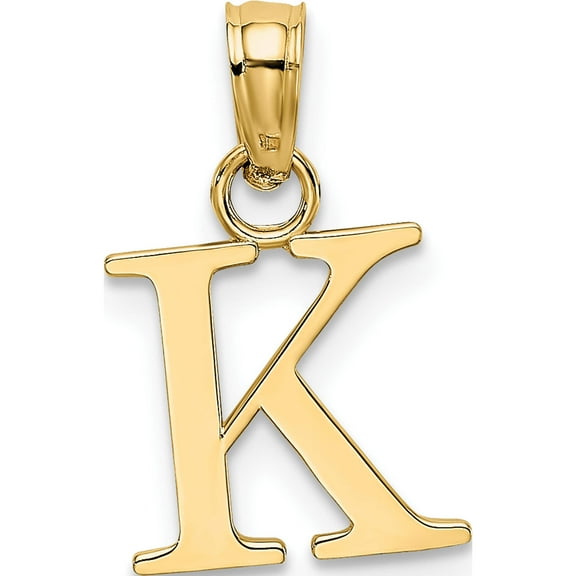 14K Yellow Gold Polished Block Letter K Initial Pendant Made In United States k6423k