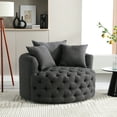 thumbnail image 2 of 42.5" Wide Upholstered Swivel Accent Chair, Dark Gray Linen, 2 of 9