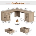 thumbnail image 2 of SEDETA L Shaped Office Desk with Storage, Large Computer Desk with 4 Drawers & Cabinet, File Drawer, Power Outlets, PC Workspace, Wood Color, 2 of 7