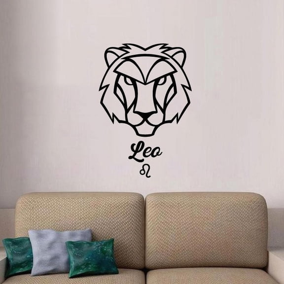 Leo Lion Beautiful Emblem Symbol Fire Sign Horoscope Astrological Chart Zodiac Signs Vinyl Wall Art Wall Sticker Wall Decal For Home Room Wall Office Living Room Wall Decoration Decal Size(20x18 inch)