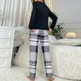 thumbnail image 6 of Womens Pajama Sets Heart Checkered Print Long Sleeve Top and Pants Two Piece Black Women's Sleepwear L, 6 of 6
