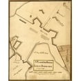 thumbnail image 2 of Vintage Maps 26x32 Black Ornate Wood Framed with Double Matting Museum Art Print Titled - British Lines on Boston Neck Bunker Hill 1775, 2 of 4