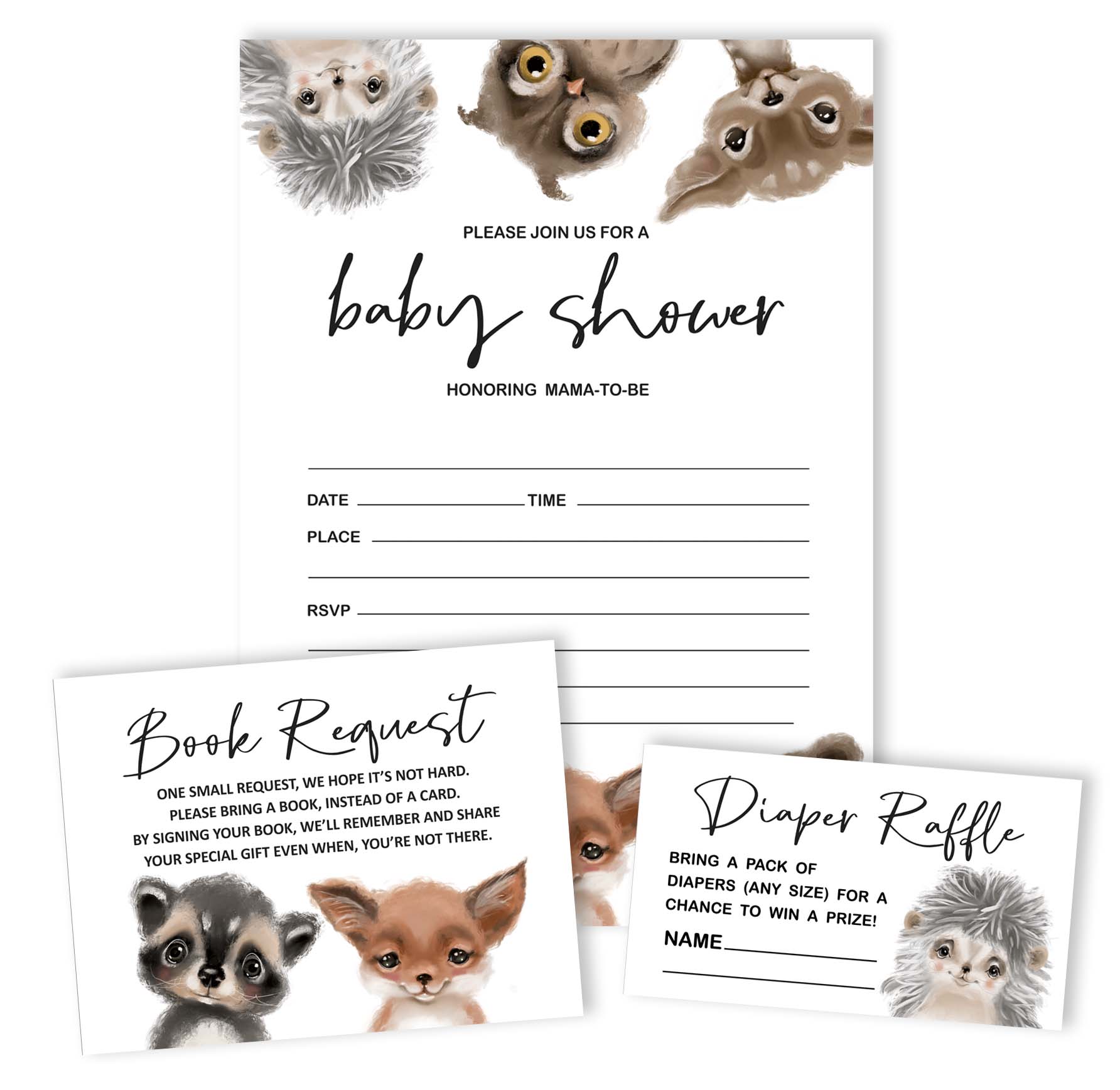 Inkdotpot Set Of 30Safari Baby Shower Invitations-Diaper Raffle Tickets And Baby Shower Book Request Cards Jungle Animals Invites Its A Boy Its A Girl