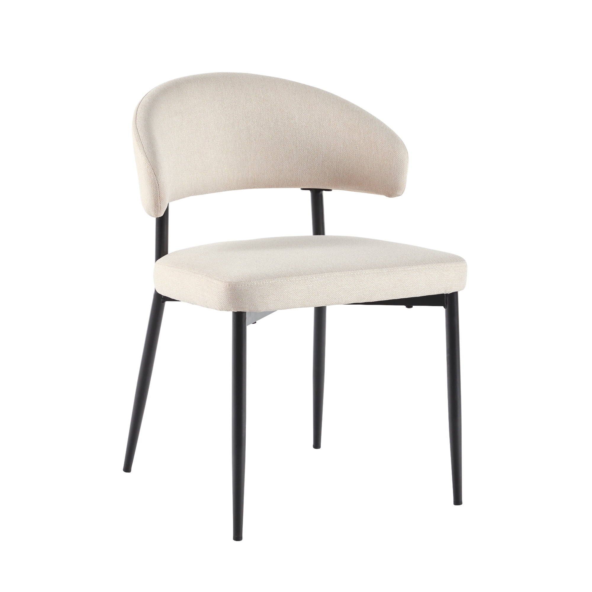Walker Edison Modern Curved Back Upholstered Dining Chair, Set of 2, Ivory