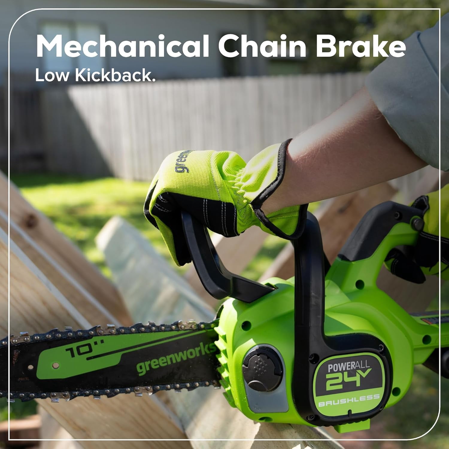 Greenworks 24V 10'' Brushless Chainsaw, 2.0Ah Battery and 30W Type-C Charger