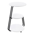 thumbnail image 4 of 26 Inch Side End Table, 3 Tier Design, Black Metal Frame, White Finish, 4 of 5