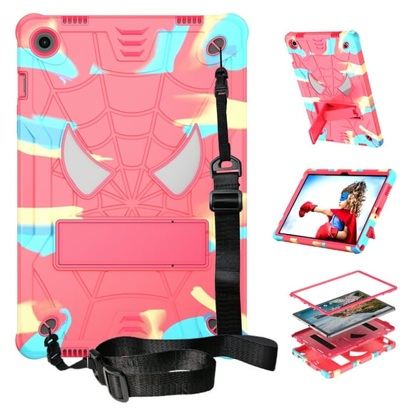 TECH CIRCLE for Samsung Galaxy Tab A9  11" (SM-X210/X215/X216) Shockproof Case with Kickstand/Shoulder Strap, 3-Layers Drop Proof Impact Resistant Heavy Duty Rugged Hard Tablet Back Cover, Rainbow