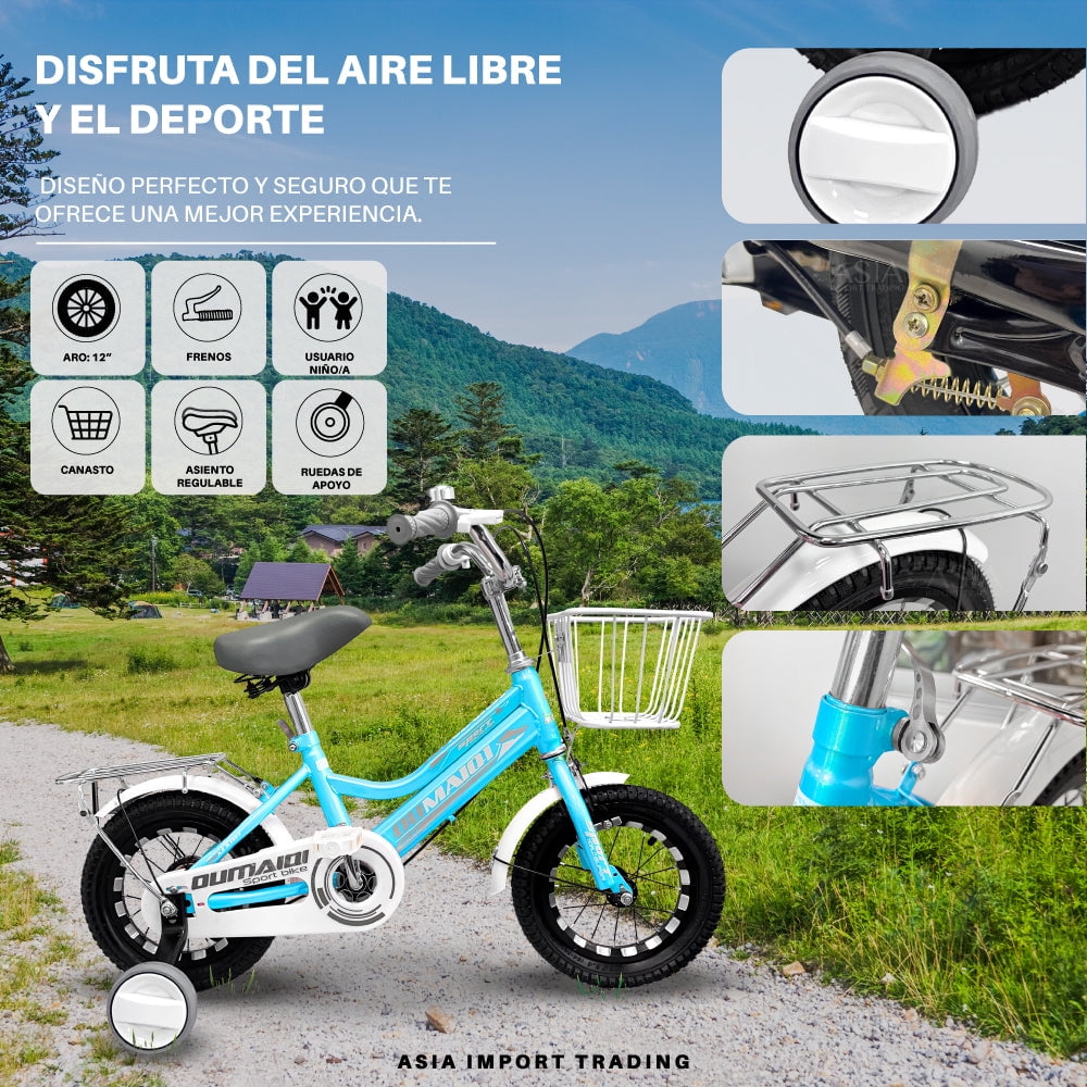 Bicicleta Infantil Aro 12 Celeste Sibog Lider.cl