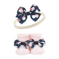 thumbnail image 3 of Hudson Baby Infant Girl Headband and Socks Giftset, Blue Blush Floral, One Size, 3 of 6