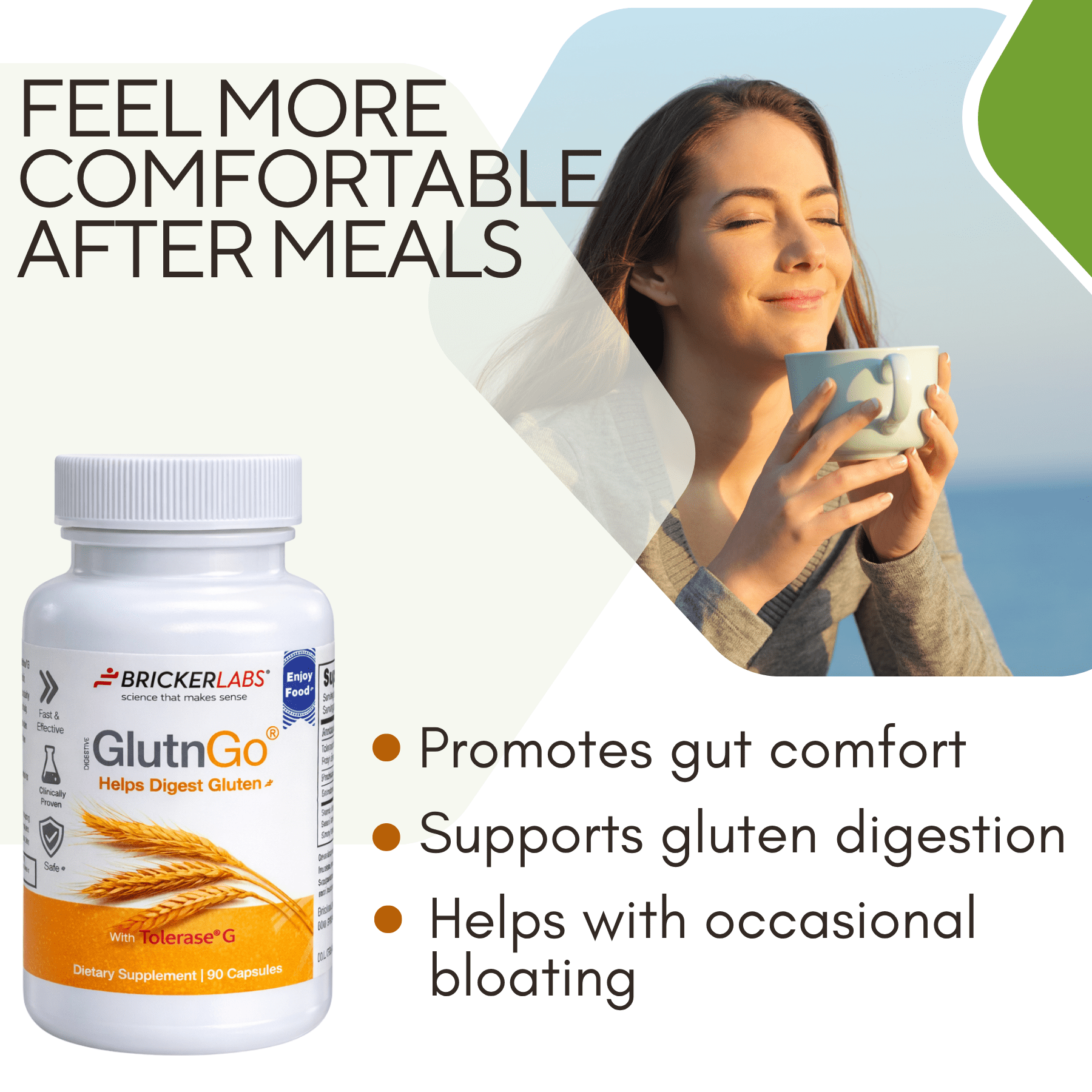 GlutnGo with Tolerase G 100mg – Gluten Digestive Enzyme Supplement, 90 Capsules