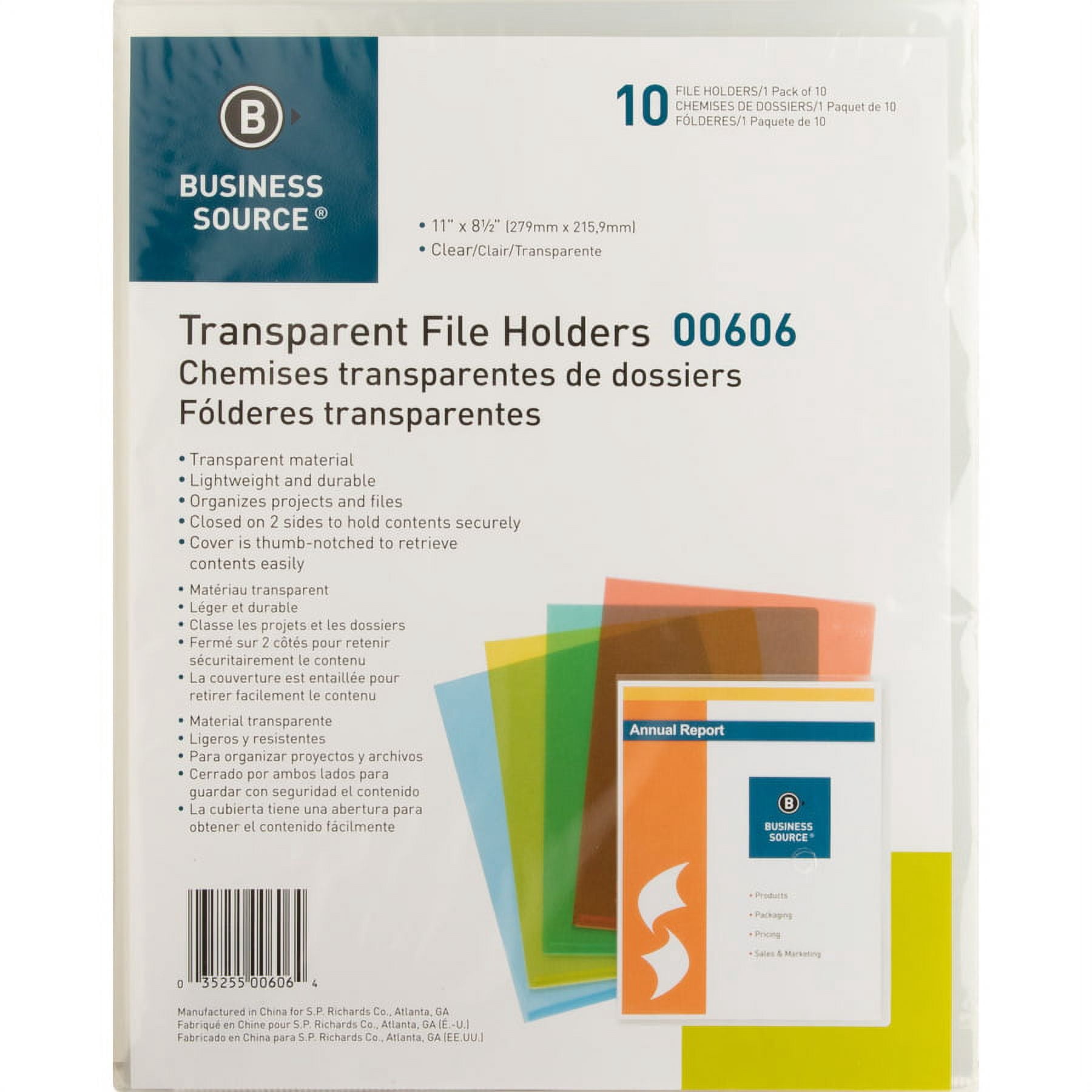 Business Source Letter File Sleeve - 8 1/2" X 11" - 20 Sheet Capacity - Polypropylene - Clear - 50 / Box
