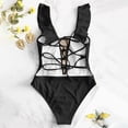 thumbnail image 5 of KaLI_store High Waisted Swimsuits for Women Women's Halter One Piece Skirt Swimsuit Ruched Swimdress Tummy Control Bathing Suit Black,S, 5 of 5