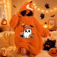thumbnail image 6 of Halloween Pumpkin Oversized Wearable Blanket Hoodie Cozy Plush Lounger Robe, Cozy Warm Pullover Blanket for Adults Teens Movie Night Halloween Home Party Loungewear Gift, M, 6 of 7