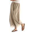 thumbnail image 2 of MLCDZ Lace Wide Leg Pants for Women Elastic Waist Drawstring Summer Lightweight Breathable Casual Pants Home Indoor Activities Trousers with Pockets, 2 of 8