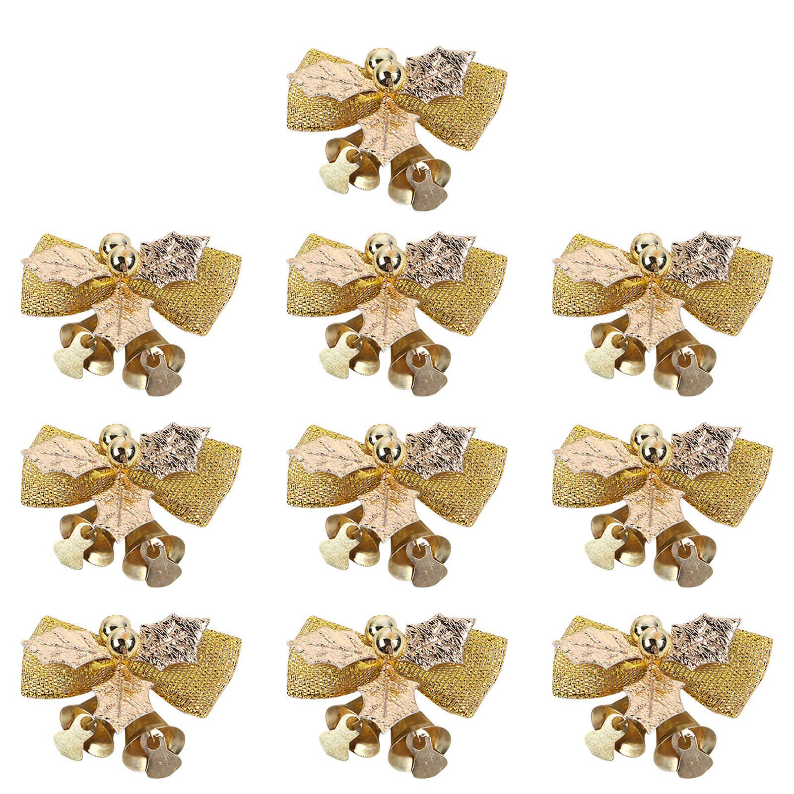 (Clearance) pdqouc 10 PCS Mini Bows with Bells, Tiny Christmas Bows Small Bowknot Ornament for Crafts Wreath Christmas Tree Decoration Jingle Bells Christmas Bows Home Decor