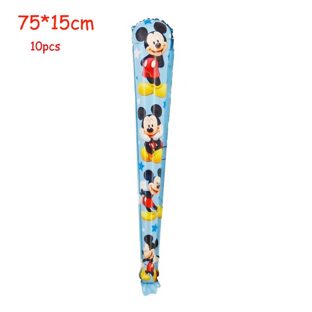 Platos de papel de decoración con temática de para niños, pancarta de papel, globos de aluminio, juguetes para Baby Shower, suministros para fiesta de cumpleaños, azul, Mickey Mouse(10pcs Balloons