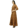 thumbnail image 4 of Bimba Women's 3/4 Sleeve Summer Cotton Maxi Dress Drawstring Waist, 4 of 9