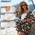 thumbnail image 6 of FKEKYI Colorful Butterfly Print 2 Piece Short Set for Women Summer Outfits Beachwear Open Front Top Shirt & Shorts with Elastic Waistband Casual Loungewear Resort Wear, M, 6 of 7