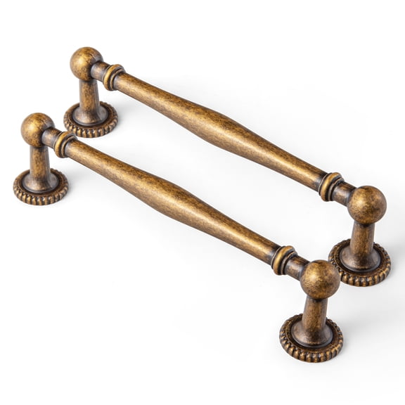Goo-Ki Antique Brass Cabinet Handles,5''(128mm) Hole Center Cabinet Pulls for Drawer,Dresser,Cupboard Wardrobe Cabinet,6 Pack (9098)