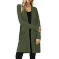 thumbnail image 2 of Women's Cardigan Cardigan For Women Casual Women Lightweight Open Front Cardigan Solid Soft Long Sleeve Sweater With Pockets,Green Women's Cardigan M, 2 of 6