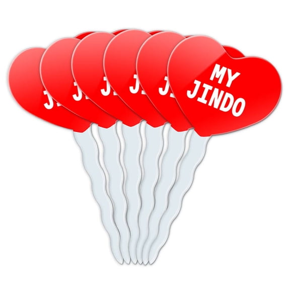 Jindo Heart Love Cupcake Picks Toppers - Set of 6