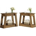thumbnail image 4 of Tribesigns Wood End Table, Rustic Narrow Side Table with 2 Storage Shelves for Living Room, Bedroom (2), 4 of 5