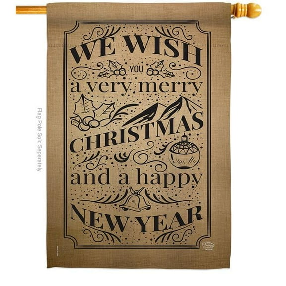 Ornament Collection H191051-BO 28 x 40 in. Very Merry Christmas House Flag with Winter Double-Sided Decorative Vertical Flags Decoration Banner Garden Yard Gift