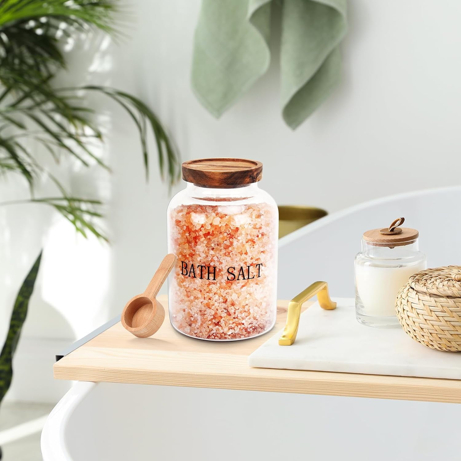 Pot à Sel En Bambou Avec Couvercle Et Cuillère - Couvercle Pivotant Magnétique, Support De Pot à épices En Bois Plomb, Idéal Pour Le Stockage De Sel, , Herbes – Maison Et Cuisine