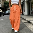 thumbnail image 6 of JIAYUE Women's Pants Casual Solid Color Drawstring With Pockets Button Design And Side Slit Long Sweatpants For Daily Lightweight Fashion Beach Vocation Wear, 6 of 9