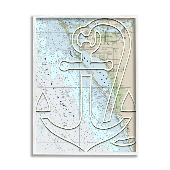 Stupell Industries Sarasota Bay Florida Ocean Map Anchor Symbol , 24 x 30, Design by Lil' Rue