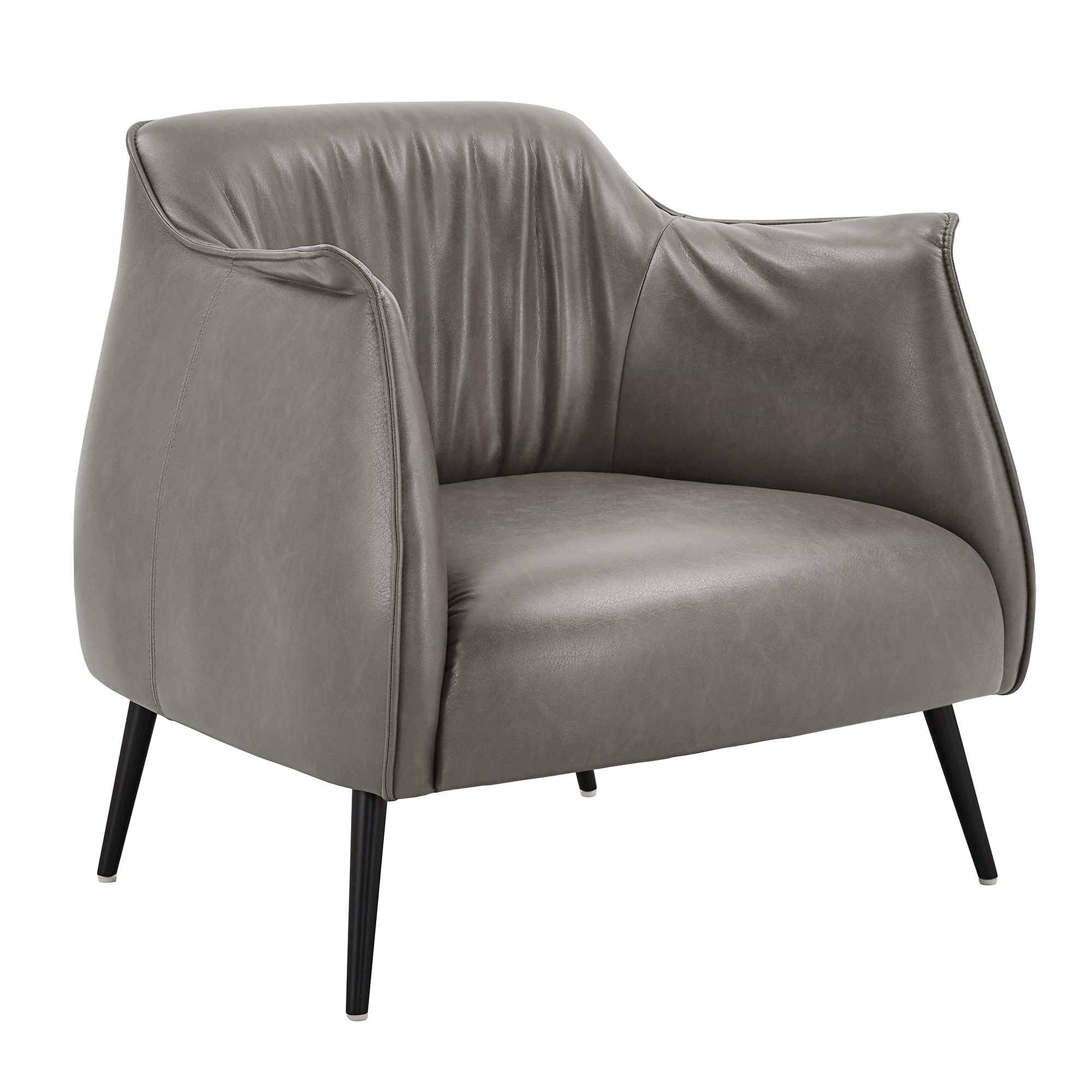 Weston Home Eindhoven Faux Leather Barrel Accent Chair, Grey