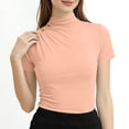 thumbnail image 1 of tarylea Crop Tops pour Femmes Manches Courtes Col Montant Bouton Décor Ajusté Blouse Habillée, 1 of 6