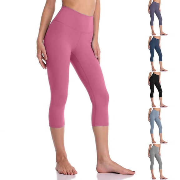 VBVC Women's High Waisted Capri Leggings , Ladies' Yoga Workout Crop Pants , Slim Running Tights For Women, Black , S-3XL