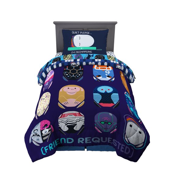 Ron's Gone Wrong Kids Twin Bed in a Bag, Comforter and Sheets, Blue, Disney