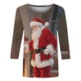 thumbnail image 6 of Cadancy Christmas Sweatshirt for Women 3/4 Sleeve Holiday Party Blouses Pullover Fashion Funny Xmas Tops Casual Crewneck Santa Claus Print Shirts, 6 of 7