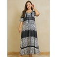 thumbnail image 4 of Plus Size Women's Dress Elegant Floral Print V Neck Short Sleeve Maxi Dress, 4 of 6