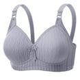 thumbnail image 2 of Bras for Women No Underwire Wireless Bras Ndbuld Women's Non Steel Hoop Gathered Middle Button Breastfeeding Breathable Elastic Underwear Daily Bra Gray S, 2 of 6