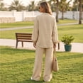 thumbnail image 7 of Linen Two Piece Sets for Women V Neck Zipper Matching Sets Loungewear Fall Travel Outfits Fashion 2026 ,2XL, 7 of 7