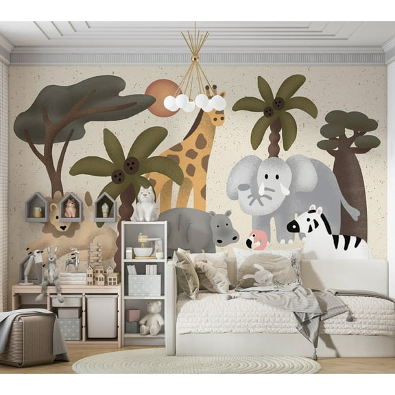 Kids Wallpaper Wall Mural - Jungle Animals