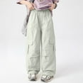 thumbnail image 2 of NIEWTR Teen Girls Sweatpants Wide Leg Baggy Pants Open Bottom Athletic Girls Uniform Dress Pant Kids Youth Girls' Pants with Pockets Size 2T 3T 4T 5T 6T 7T 8T 9T(A-Green,13-14 Years), 2 of 6