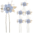 thumbnail image 1 of 6 Pcs Épingle à Cheveux Fleur de Mariée Perle en Strass Épingle à Cheveux en Forme de U pour Femmes, 1 of 9